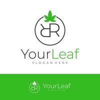 R leaf Logo Design Template. Initial R logo concept vector. Creative Icon Symbol vector