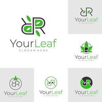 Set of R leaf Logo Design Template. Initial R logo concept vector. Creative Icon Symbol vector