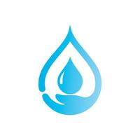 Hand water drop logo design template vector