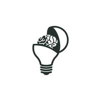 Creative  logo Combination of light bulb and brain and creative thinking vector