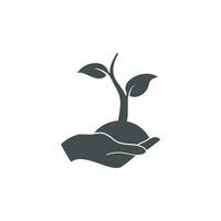 Hands holding plant, Hand with leaf simple vector icon. Symbol, logo illustration