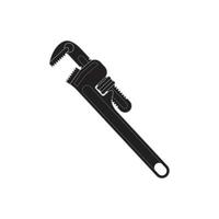 Black and white pipe wrench icon vector