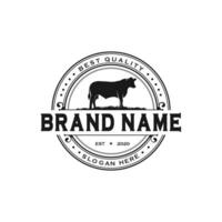 Black angus cattle logo emblem design template vector