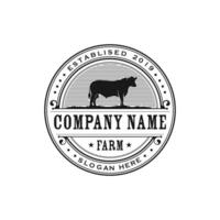 Retro Vintage Cattle Angus logo design template. cow farm logo design vector