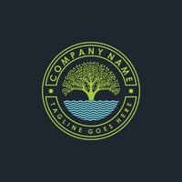 Life stamp seal Tree of live in water abstract Logo design vector template