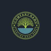 Life stamp seal Tree of live in water abstract Logo design vector template