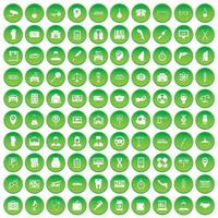 100 iconos de día hábil establecer círculo verde vector