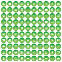 100 iconos de grupo empresarial establecer círculo verde vector