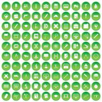 100 compass icons set green circle vector