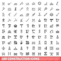 100 conjunto de iconos de construcción, estilo de contorno vector