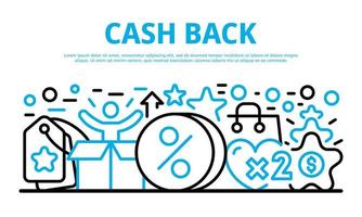 Cash back banner, outline style vector