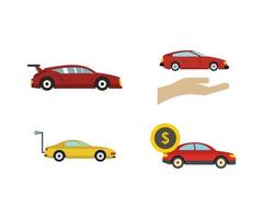 Super car icon set, flat style vector