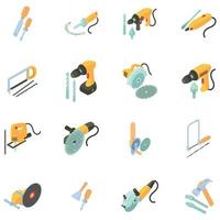 Toolkit icons set, isometric style vector