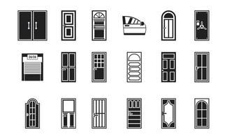 Door icon set, simple style vector