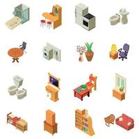 Lodging icons set, isometric style vector