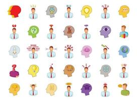 Human idea icon set, cartoon style vector