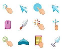 Cursor icon set, cartoon style vector