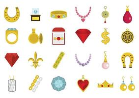 Jewerly icon set, flat style vector