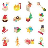 Yuletide icons set, isometric style vector