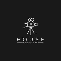 plantilla de vector de diseño de logotipo de producción de película de película de casa y cámara.