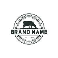 Black angus cattle logo emblem design template vector