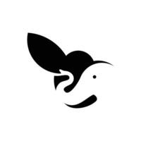 logotipo de espacio negativo de colibrí y elefante vector
