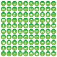 100 iconos de coche establecer círculo verde