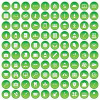 100 case icons set green circle vector