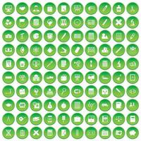 100 iconos de calculadora en círculo verde vector