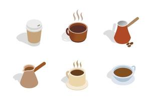 Coffee icon set, isometric style vector