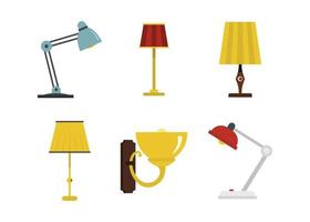 Home lamp icon set, flat style vector