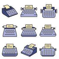 Typewriter icon set line color vector