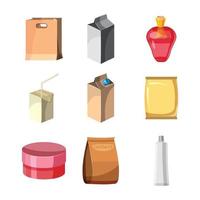 Package icon set, cartoon style vector