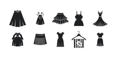 Dress skirt icon set, simple style