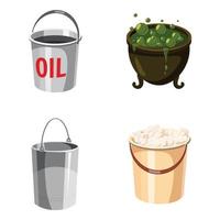 Cauldron icon set, cartoon style vector