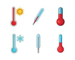 Thermometer icon set, cartoon style vector