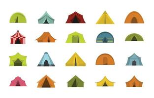Tent icon set, flat style vector