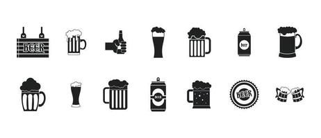 conjunto de iconos de cerveza, estilo simple vector