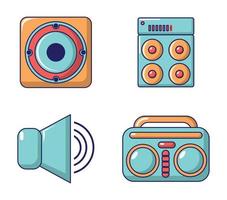 Speaker icon set, cartoon style vector