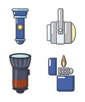 conjunto de iconos de fuente de luz, estilo de dibujos animados vector