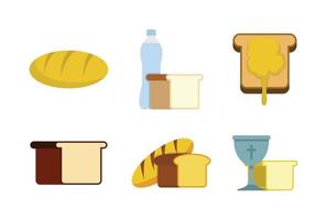 Bread icon set, flat style vector