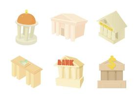 conjunto de iconos de construcción de columnas, estilo de dibujos animados
