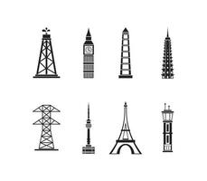 Tower icon set, simple style vector