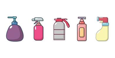 Dispenser icon set, cartoon style vector