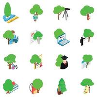 ECO study icons set, isometric style vector