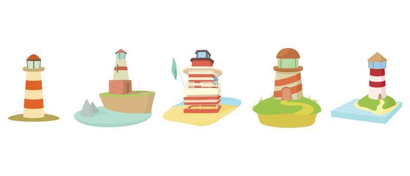 Light house icon set, cartoon style