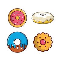 Donut icon set, cartoon style vector