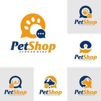 Set of Chat Pet Logo Design Template. Pet logo concept vector. Emblem, Creative Symbol, Icon vector