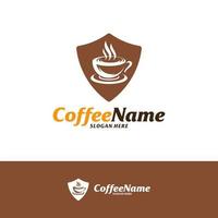 plantilla de diseño de logotipo de escudo de café. vector de concepto de logotipo de café. símbolo de icono creativo