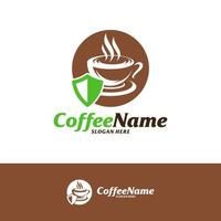 Coffee Shield Logo Design Template. Coffee logo concept vector. Creative Icon Symbol vector